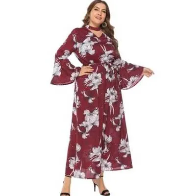 Bell Sleeve Plus Size Maxi Dress