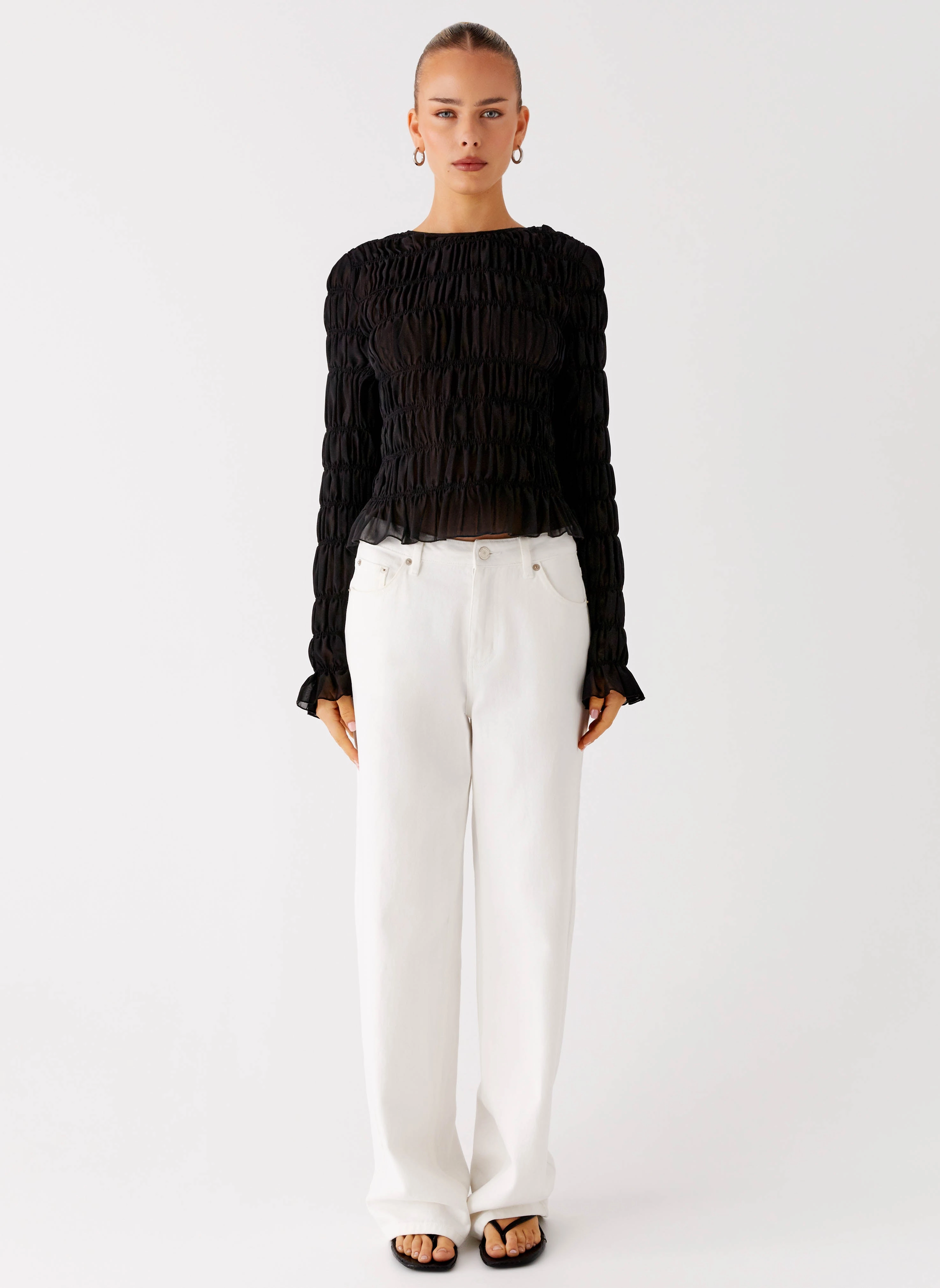 Bella Long Sleeve Top - Black AntiPillingFinish ThermalInsulation