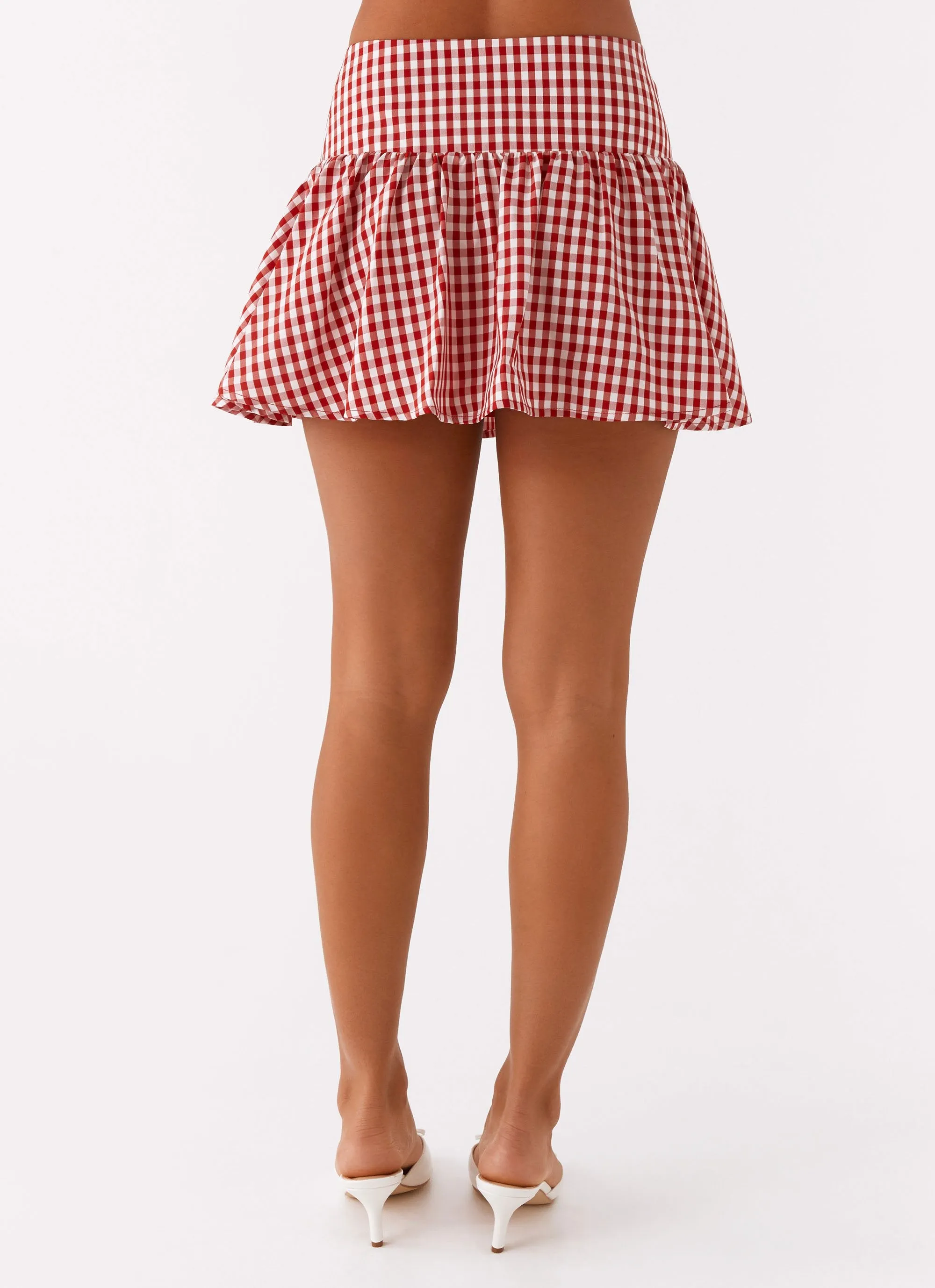 Bellamy Mini Skirt - Red Gingham Tear Resistant Cozy Vibes