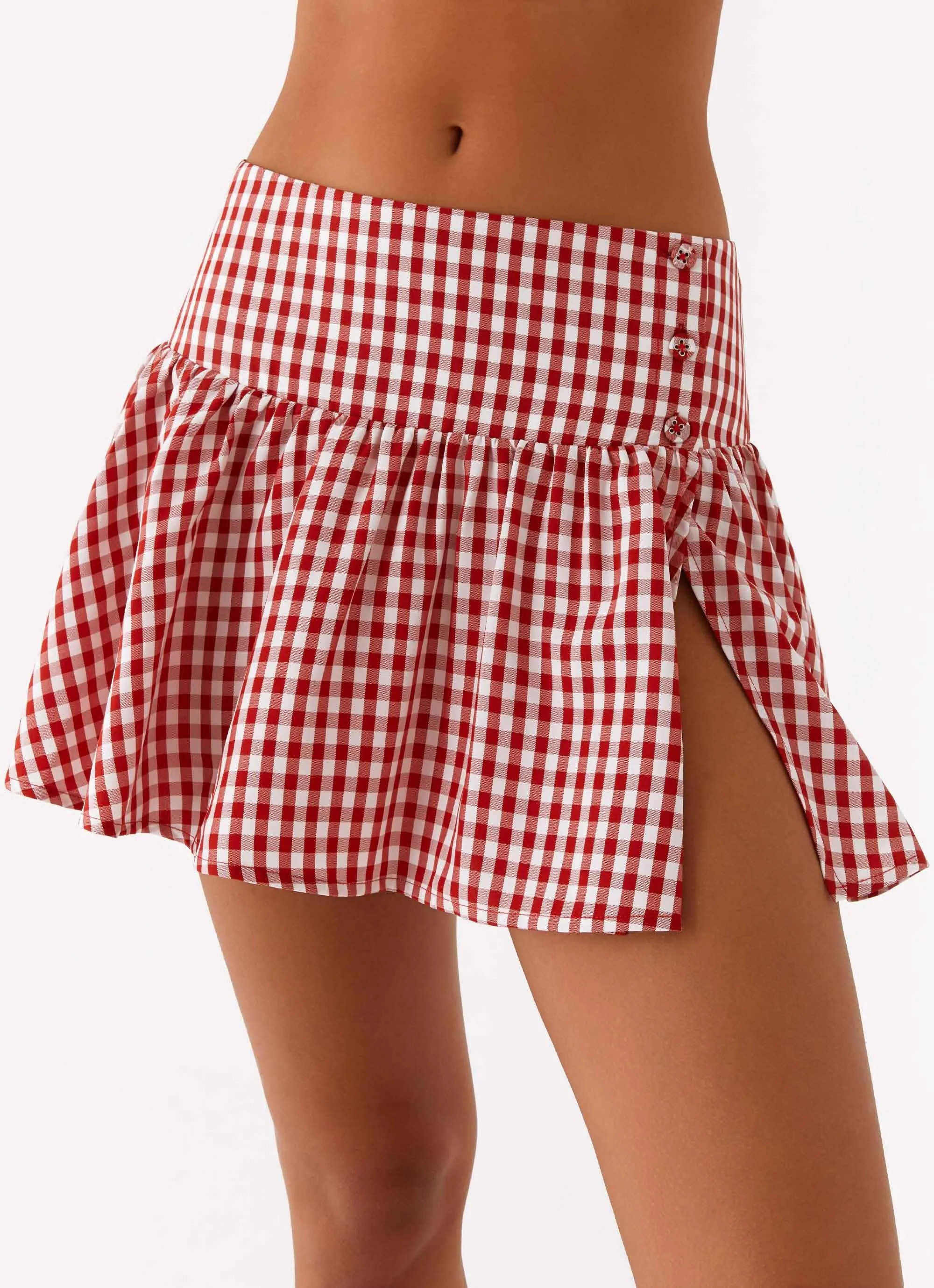 Secure Closure Bellamy Mini Skirt - Red Gingham