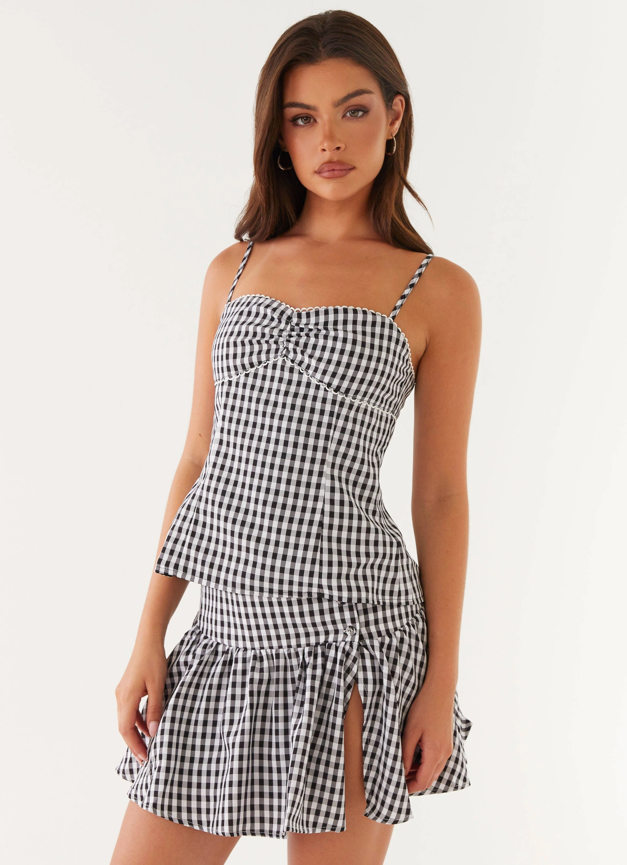 FlexibleElasticatedEdging Bellamy Top - Black Gingham