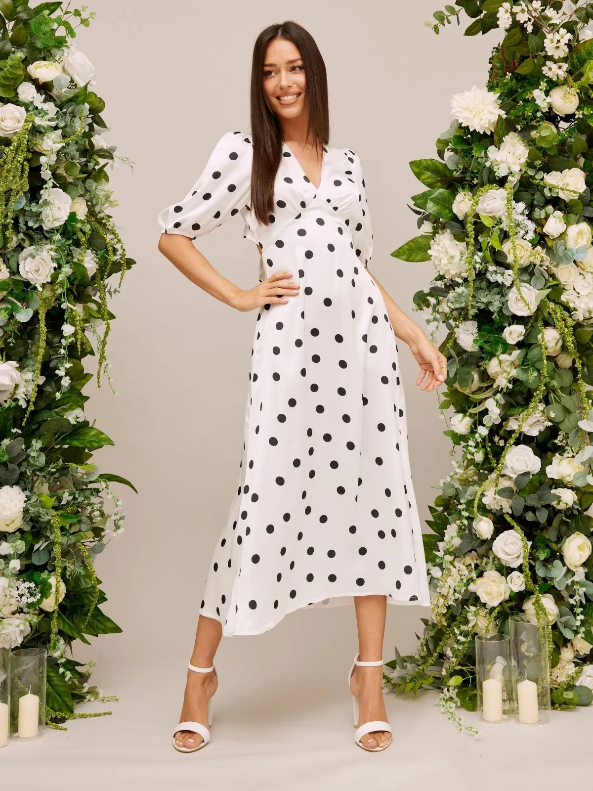 Wrinkle-Resistant Belle Tie Back Midi Dress / Mono