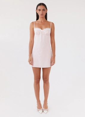 Bellissima Bustier Mini Dress - Pink Gingham Graceful Sets Designer-Label Bellissima Bustier Mini Dress - Pink Gingham