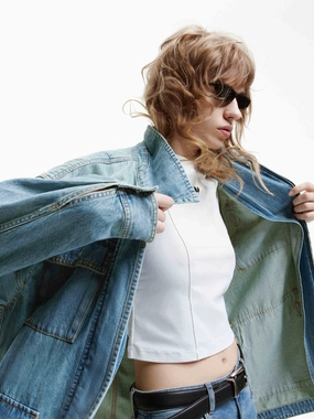 Belt Detail Denim Jacket