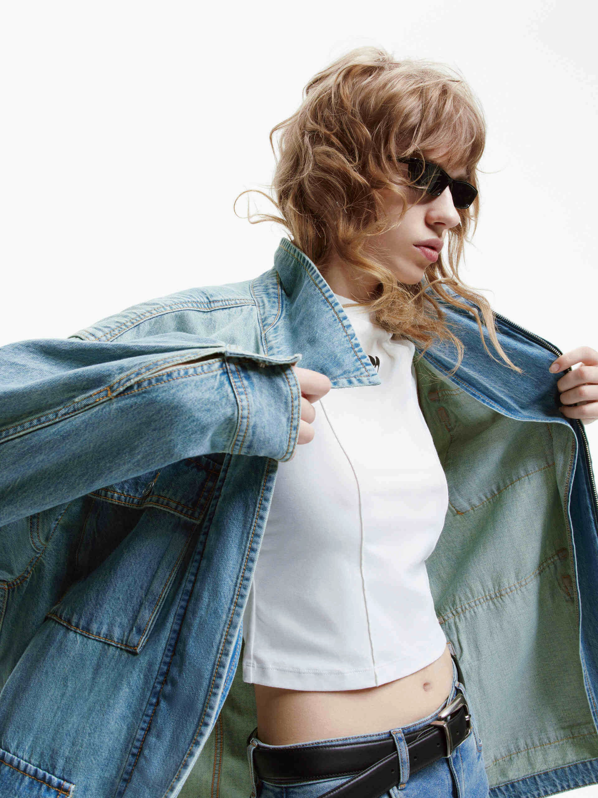 Belt Detail Denim Jacket