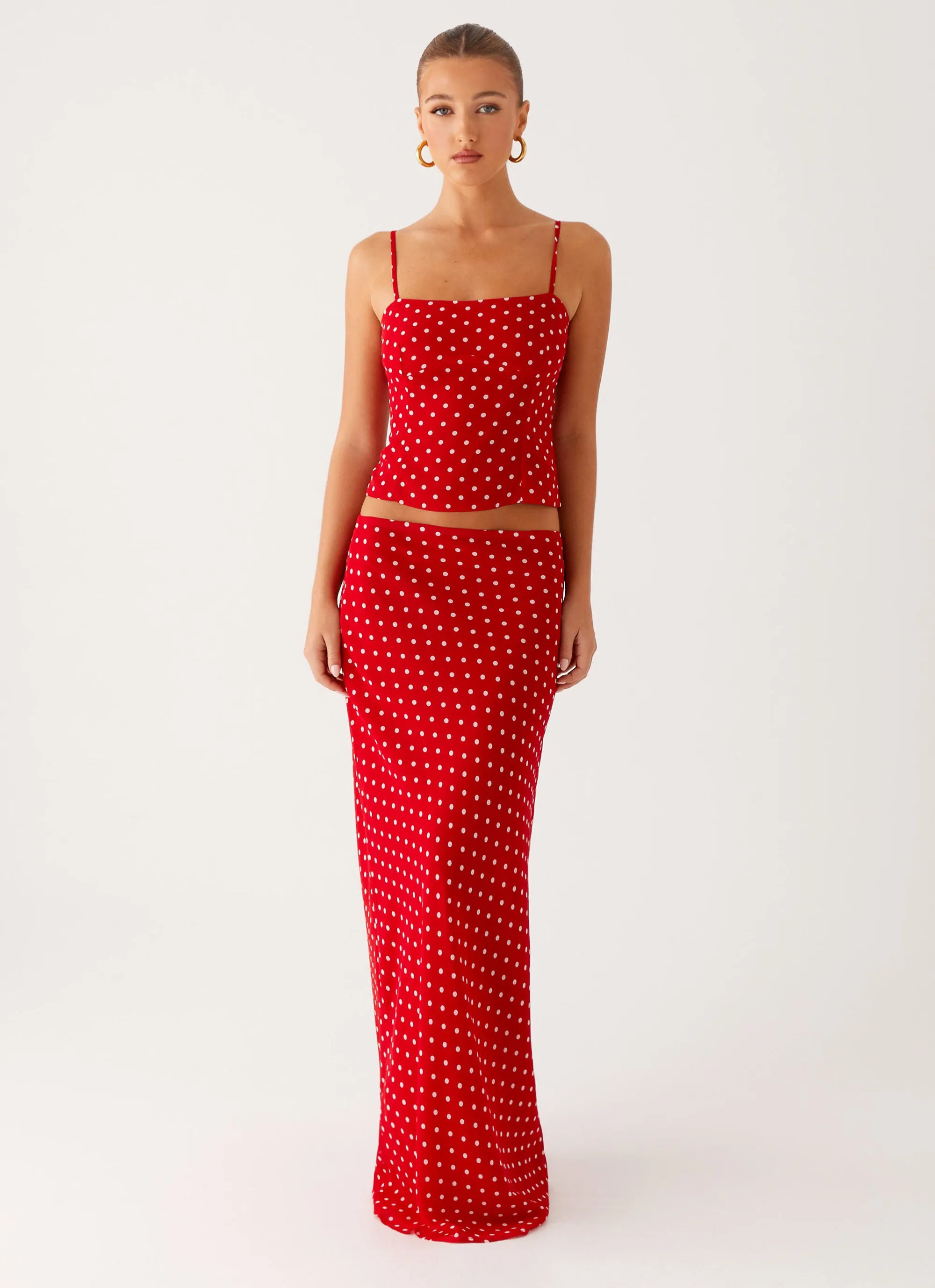 Reinforced Neckline Detail Reflective details Bendita Top - Red Polka Dot