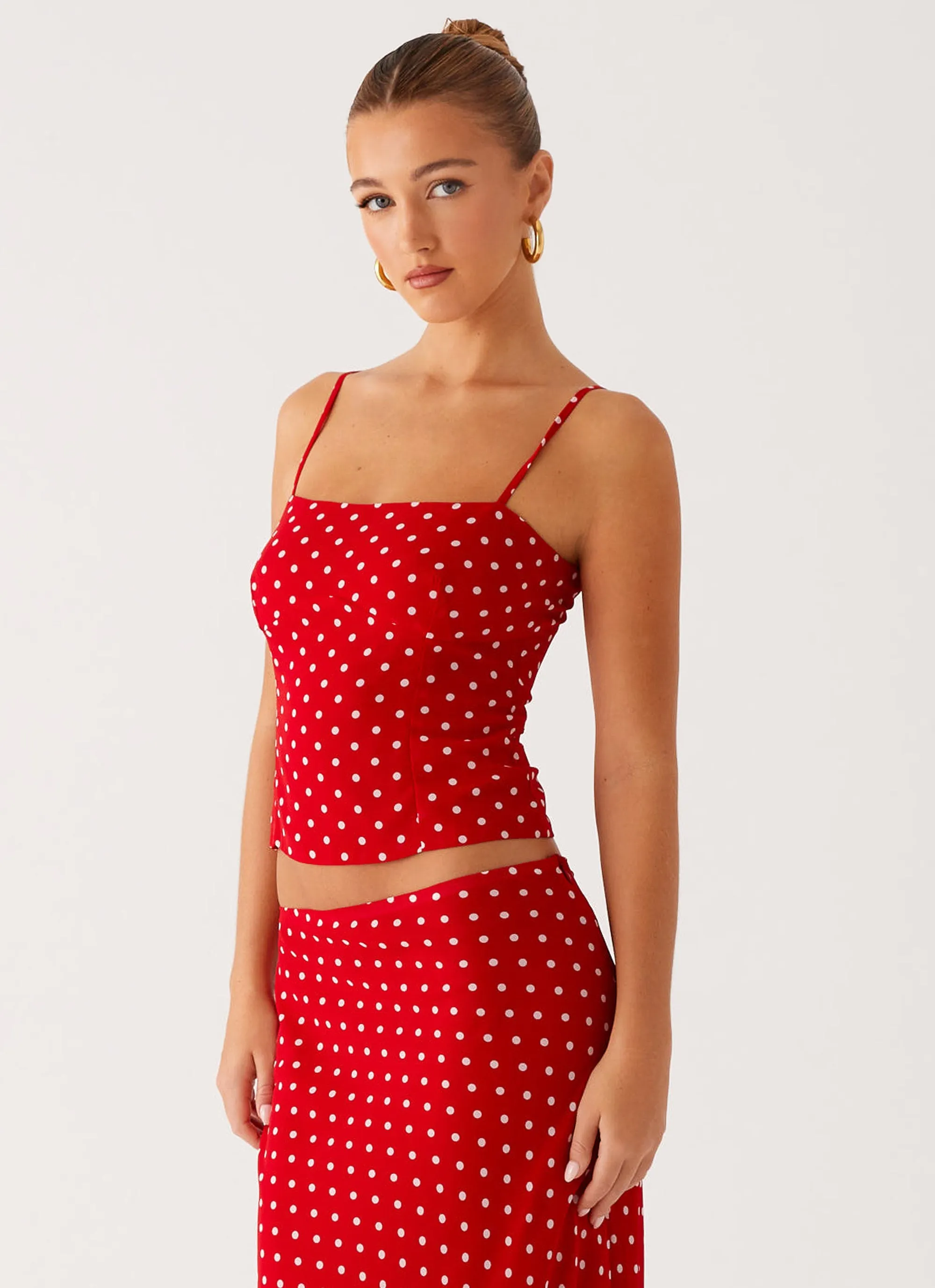 Sustainable Manufacturing Bendita Top - Red Polka Dot