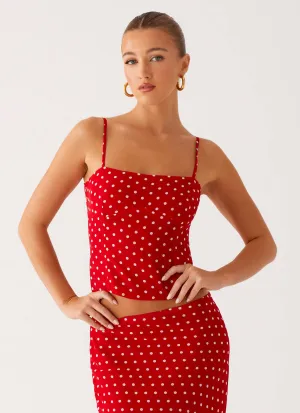 Bendita Top - Red Polka Dot Breathable back panel GarmentDyed SlimFitAdaptation Bendita Top - Red Polka Dot