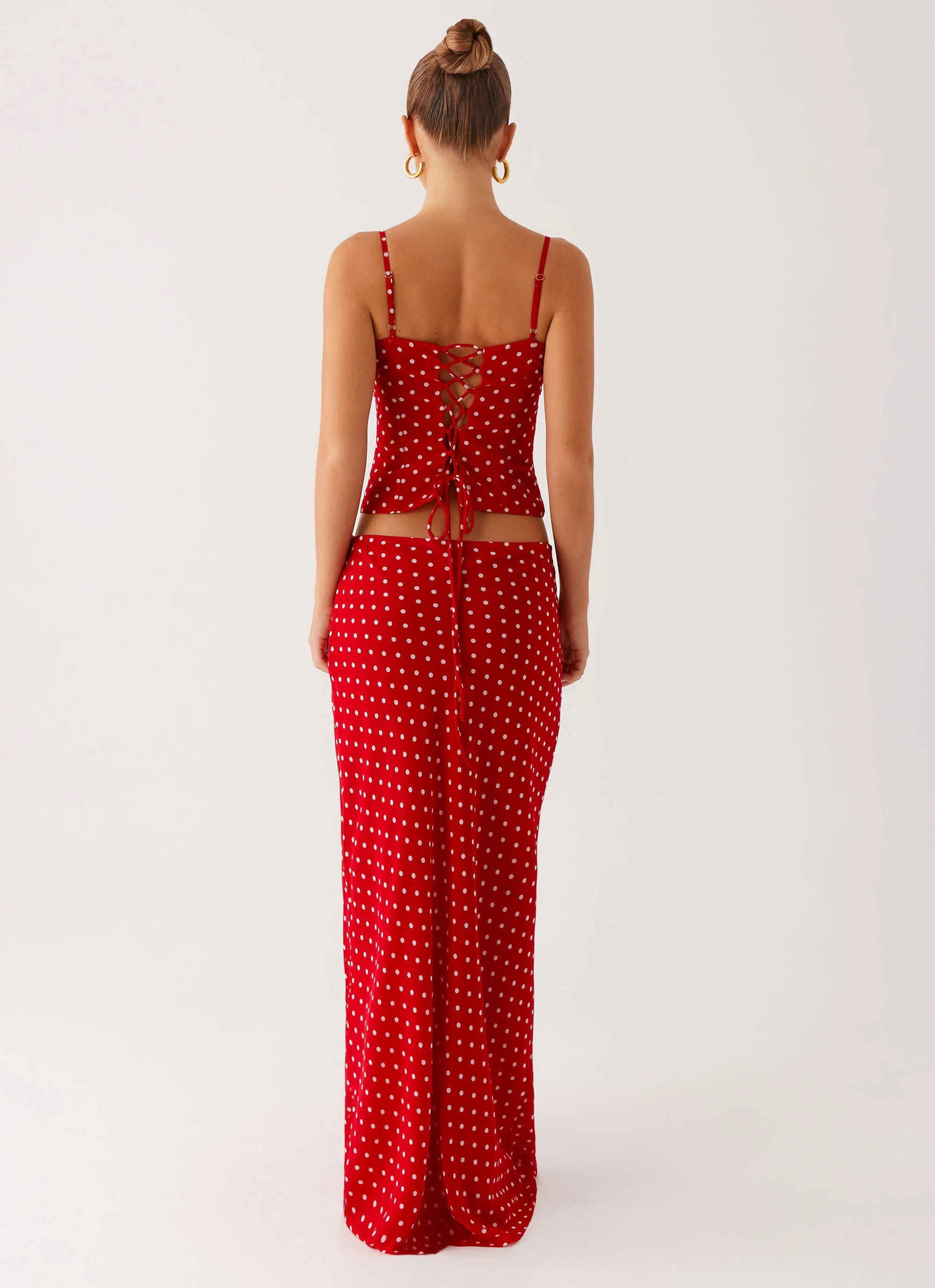 Bendita Maxi Skirt - Red Polka Dot Comfy Active