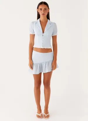 Bennett Mini Skirt - Blue White Stripe Daily Movement Bennett Mini Skirt - Blue White Stripe Subtle Details Simple Look