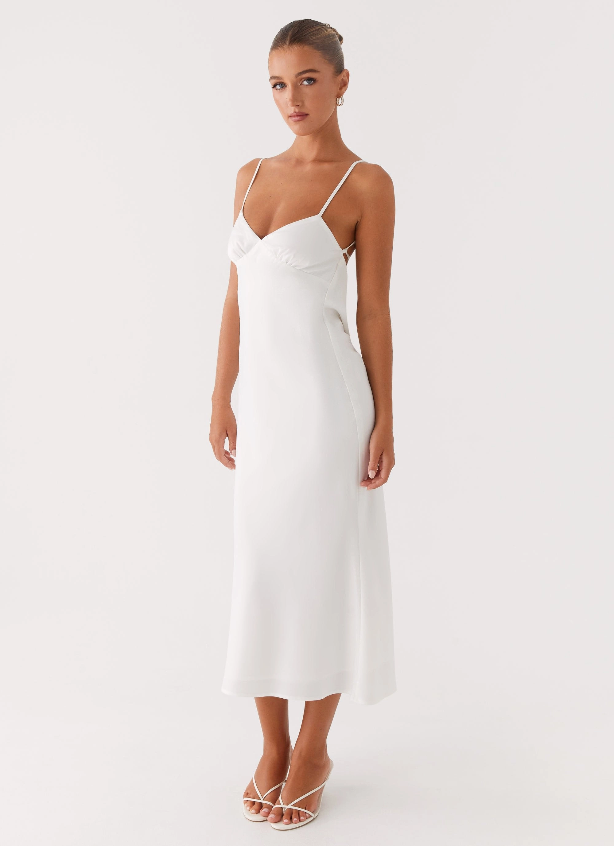 loose silhouette Sleek Design Bentley Midi Dress - White