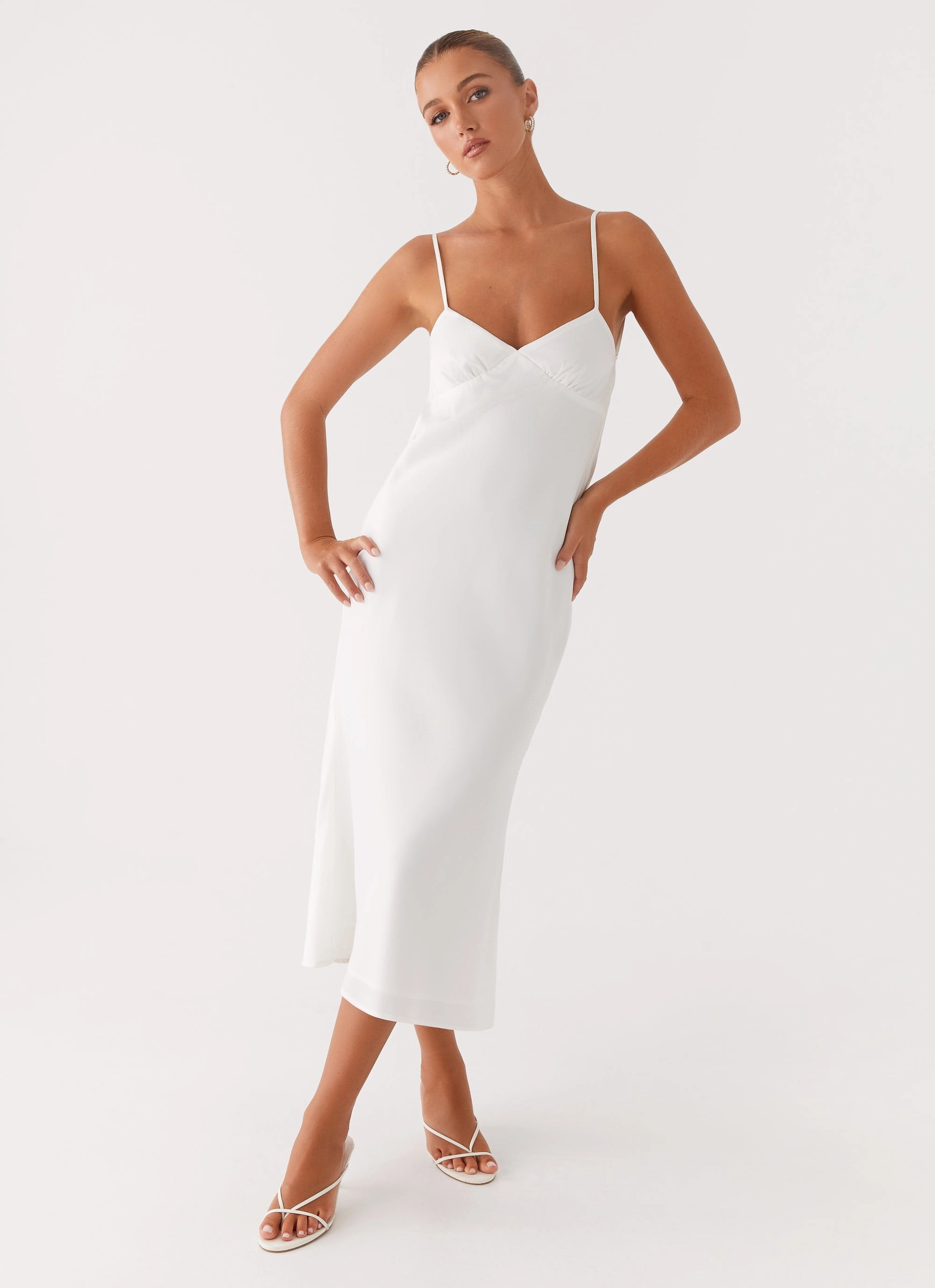 Bentley Midi Dress - White Polished office dress