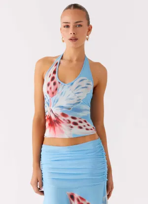 Bernie Halter Top - Deep Sea Bloom BuiltInLayer FrictionResistant Edges