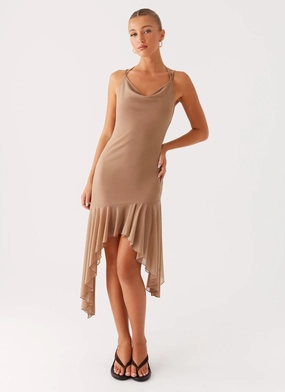 Daily Mood Relaxed Look Bessie Midi Dress - Beige