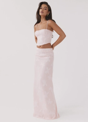 Flexible Shoulder Panels Best Love Maxi Skirt - Pink Petal