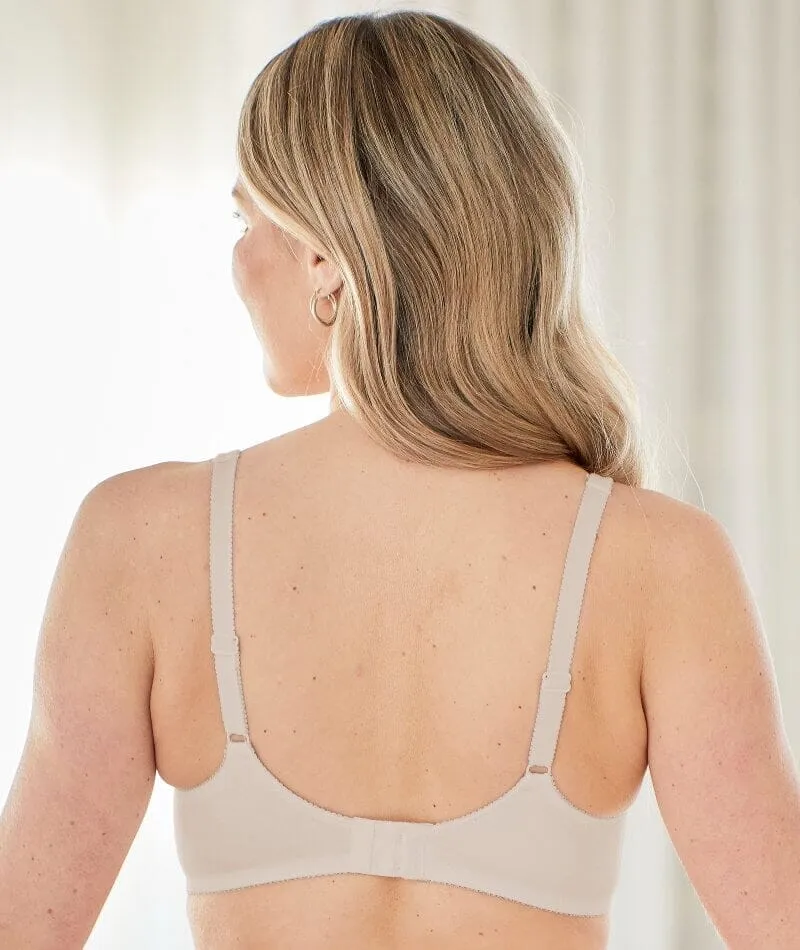 Bestform Satin Trim Wire-Free Cotton Bra With Unlined Cups 2 Pack - Nude