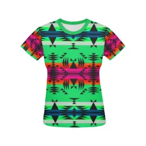 Between the Mountains Deep Lake T-shirt for Women/Large Size (USA Size) (