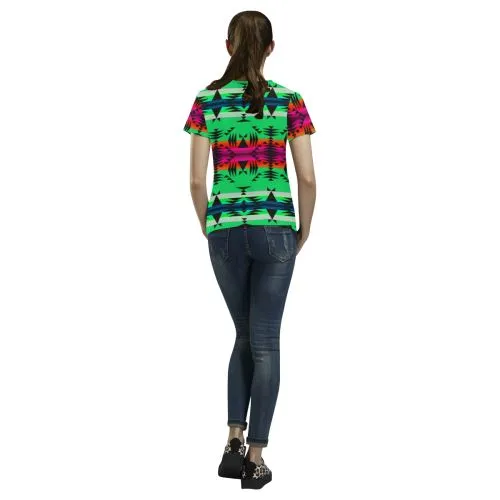Between the Mountains Deep Lake T-shirt for Women/Large Size (USA Size) (