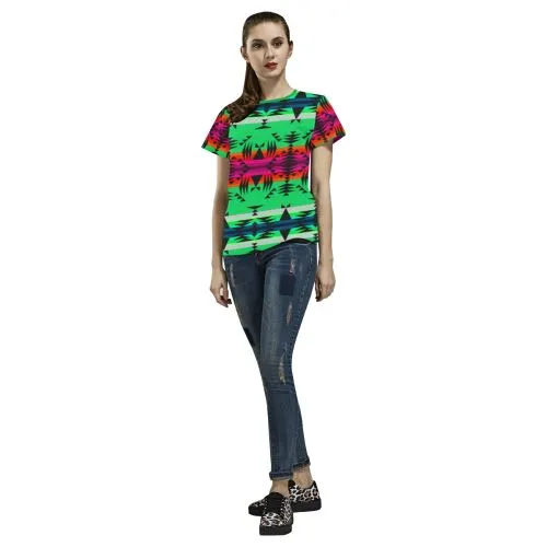 Between the Mountains Deep Lake T-shirt for Women/Large Size (USA Size) (