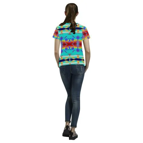 Between the Mountains Fire T-shirt for Women/Large Size (USA Size) (