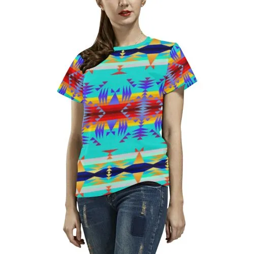 Between the Mountains Fire T-shirt for Women/Large Size (USA Size) (