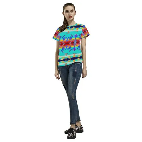 Between the Mountains Fire T-shirt for Women/Large Size (USA Size) (