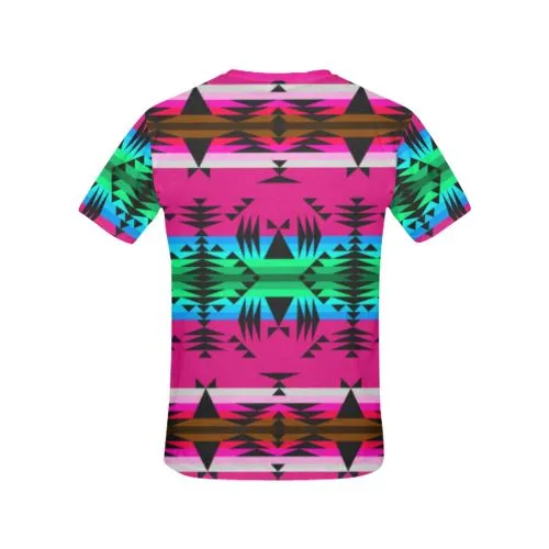 Between the Mountains Pink T-shirt for Women/Large Size (USA Size) (