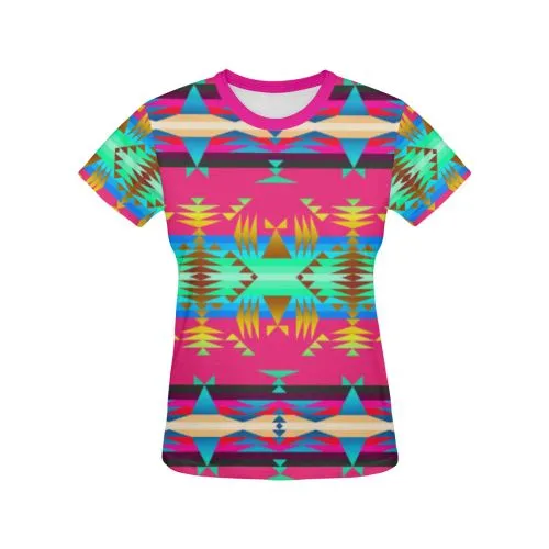 Between the Mountains Sunset Sky T-shirt for Women/Large Size (USA Size) (