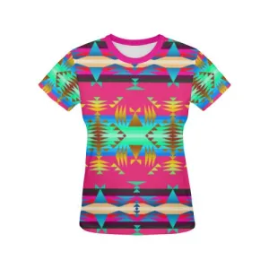 Between the Mountains Sunset Sky T-shirt for Women/Large Size (USA Size) (