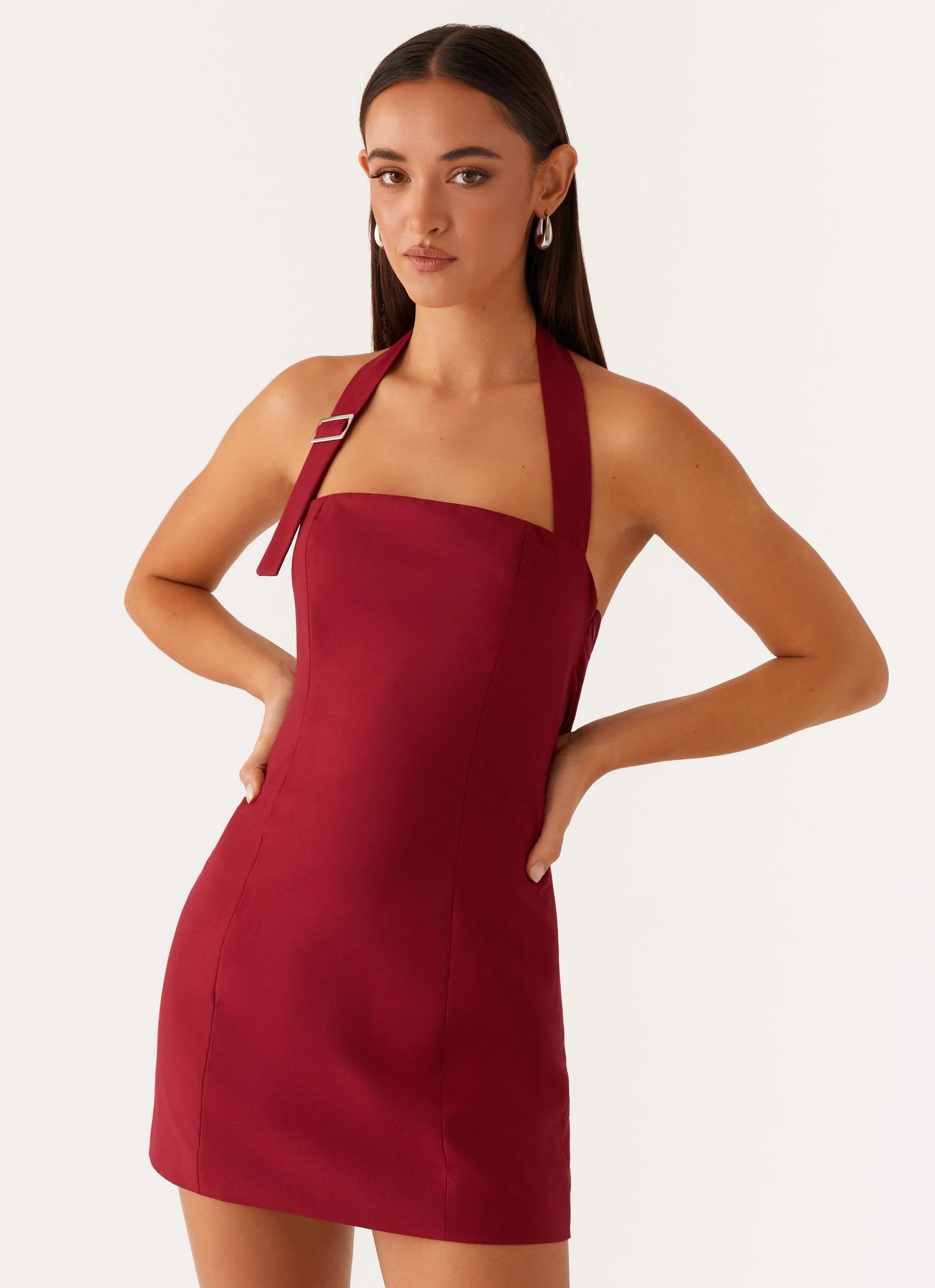 Bianca Halter Dress - Red Brunch Outfit Fashion Statement