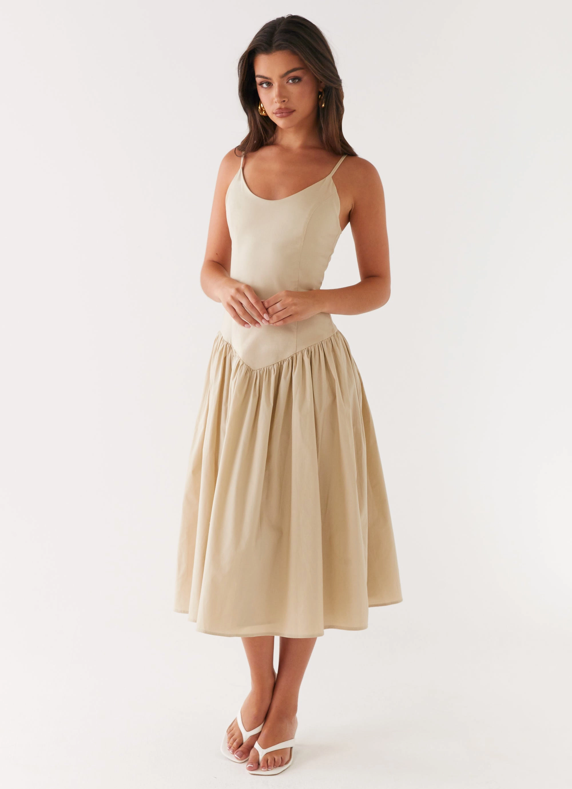 Azalea Midi Dress - Beige Sophisticated Look Comfortable outdoor wear