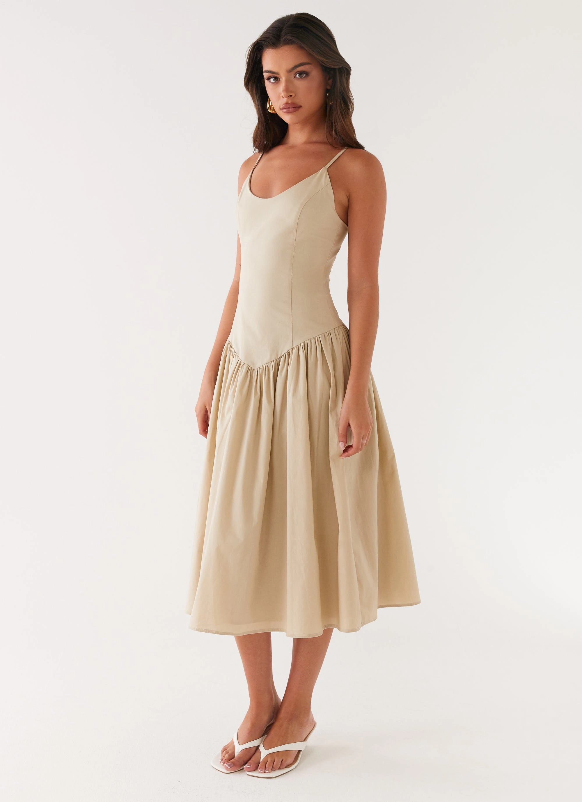 Azalea Midi Dress - Beige Chic Layered Wear