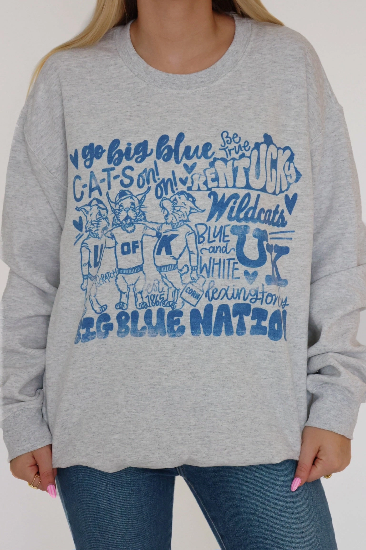 Lightweight Design Relaxed Dress Big Blue Nation Cats Sweatshirt