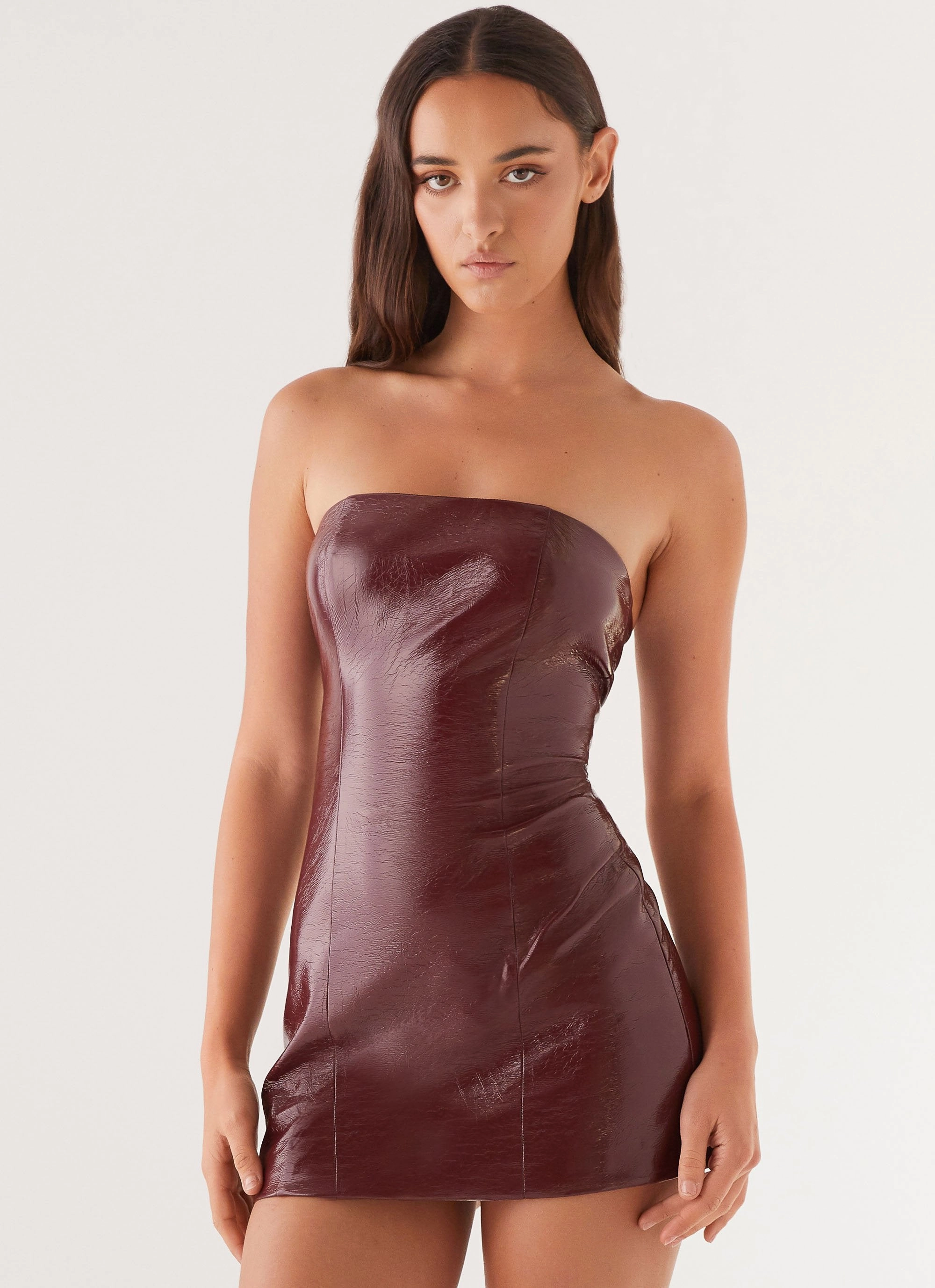 Autumn Ready Big Shot Strapless Mini Dress - Merlot