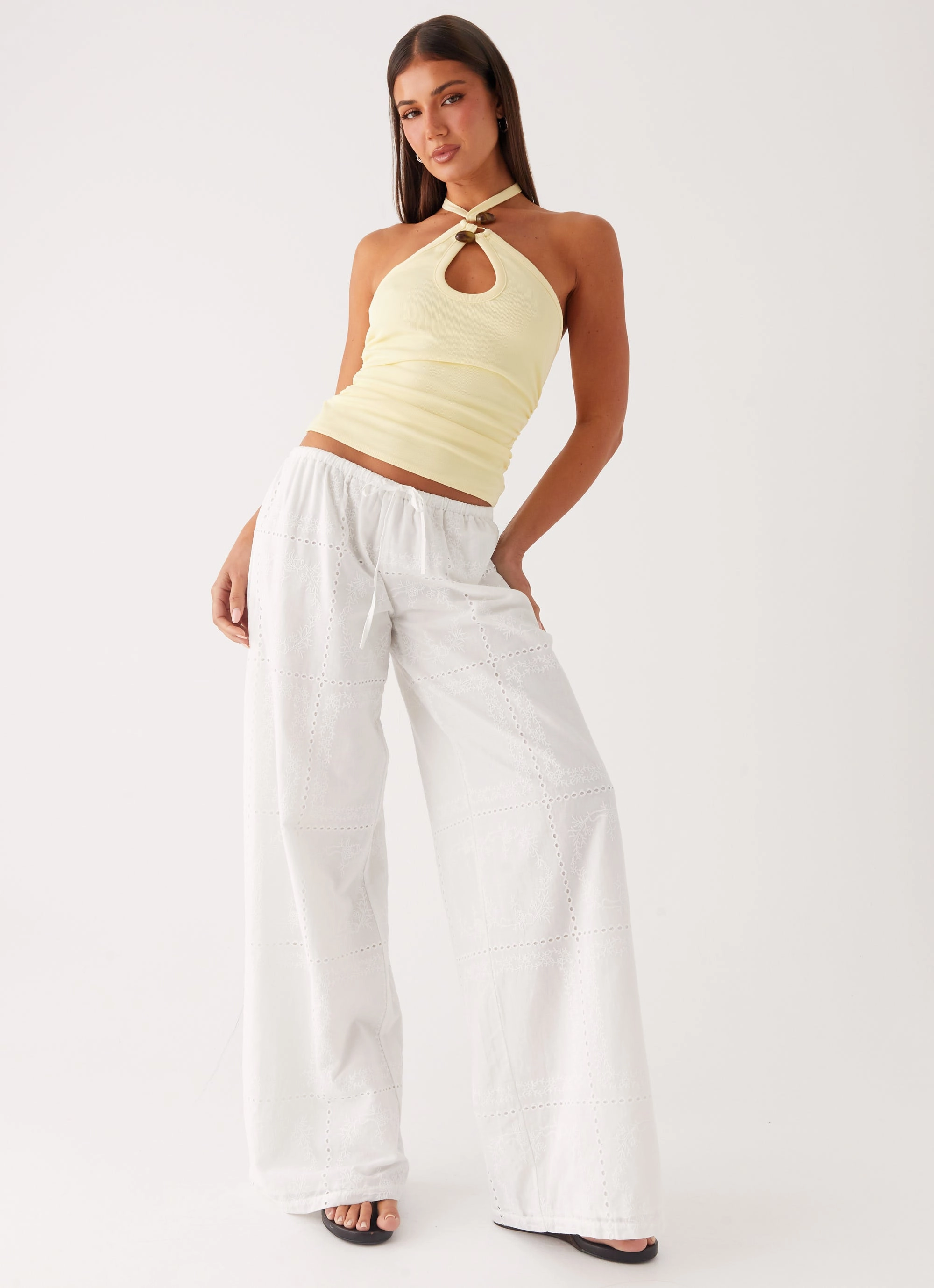 Bille Low Rise Pants - White Stretching Fit