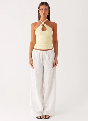 Bille Low Rise Pants - White Non Binding Cuffs All-Purpose Wear