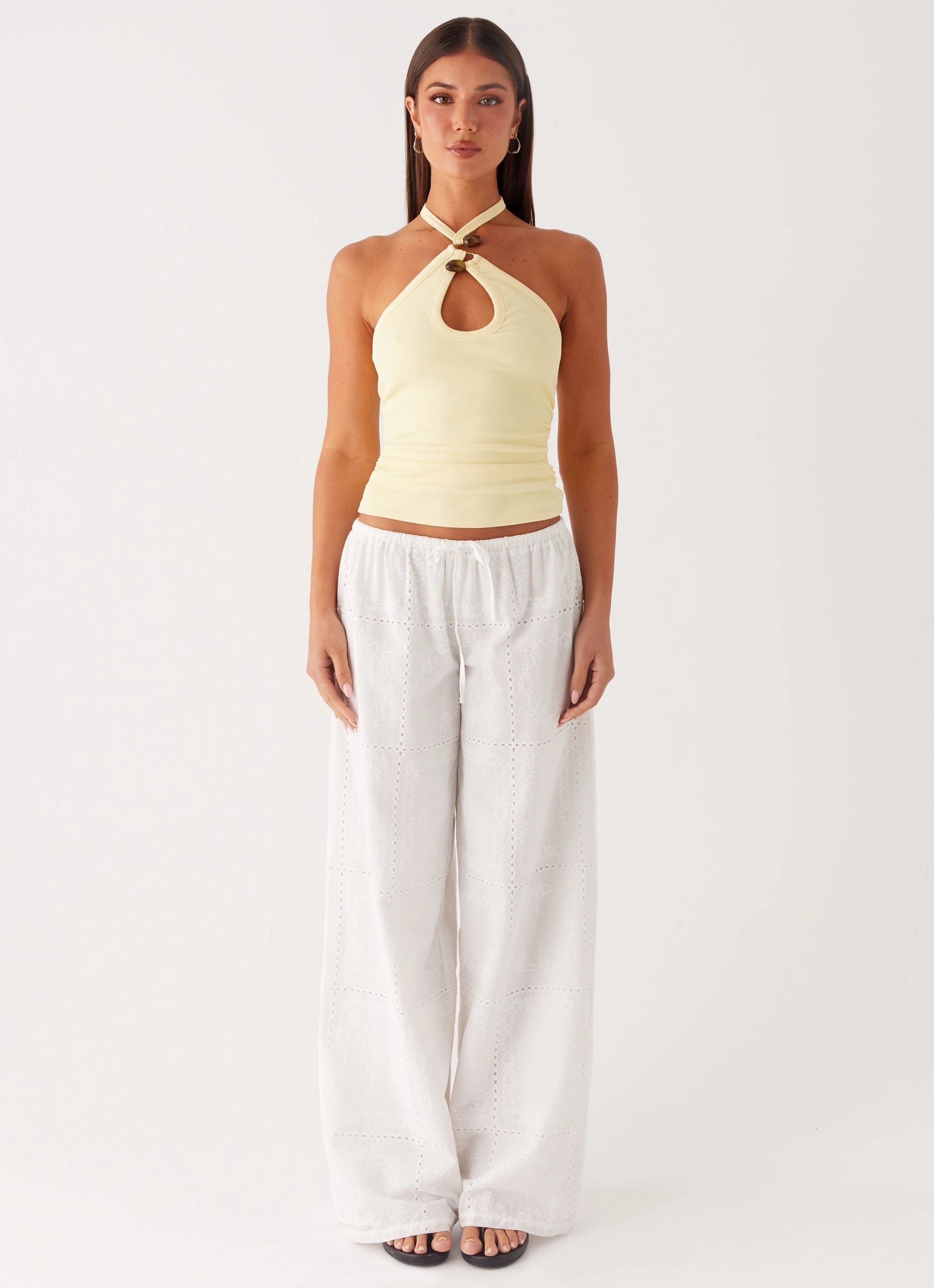 Bille Low Rise Pants - White Non Binding Cuffs All-Purpose Wear