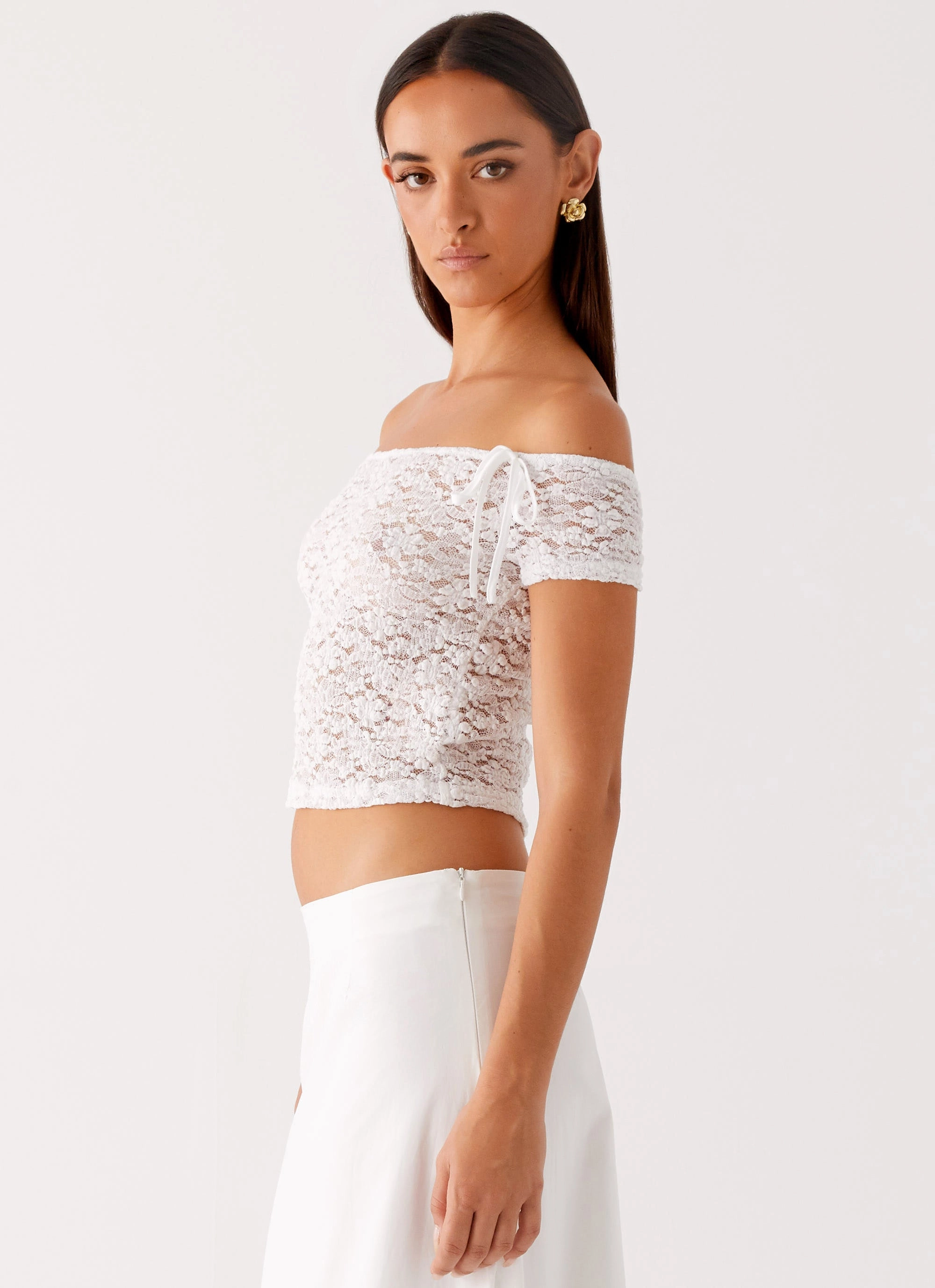 HighDensity Knit Billie Lace Top - Ivory