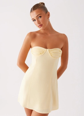 Bindi Mini Dress - Yellow Natural Flow Gentle Shine