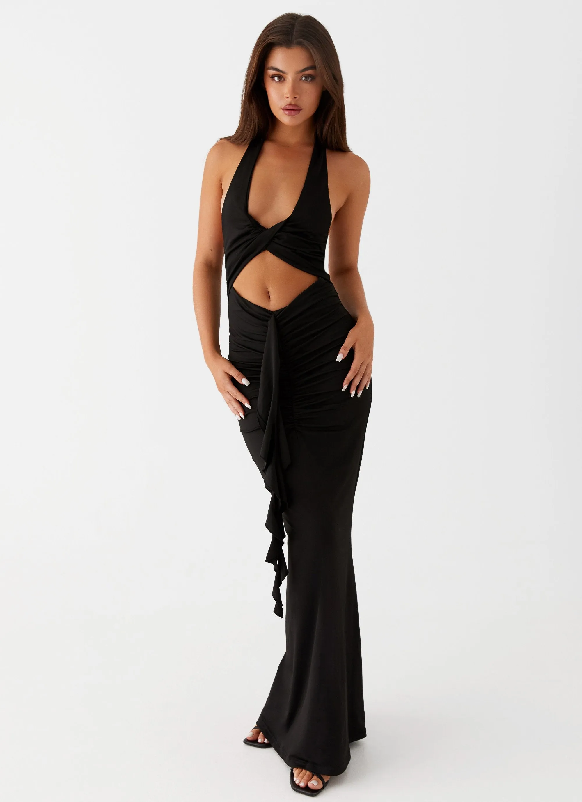 family gathering Allanna Frill Maxi Dress - Black