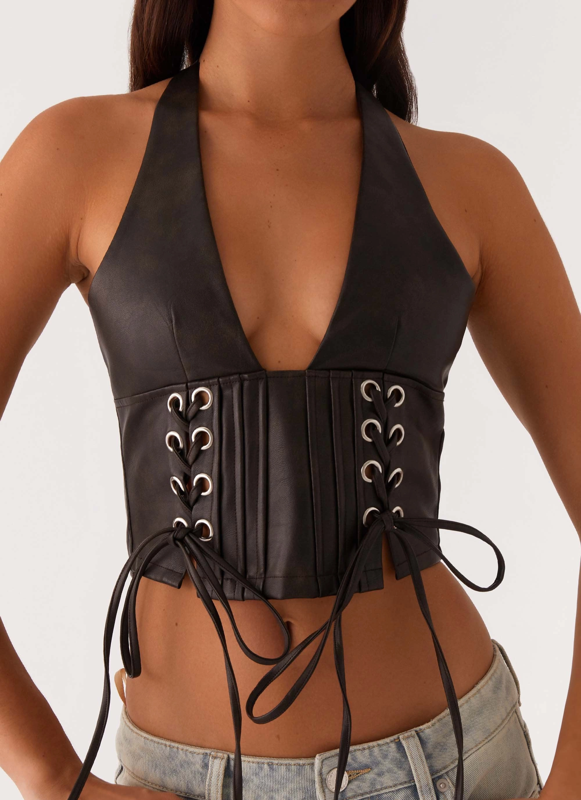 Microfiber Technology Playbook Halterneck Top - Vintage Brown