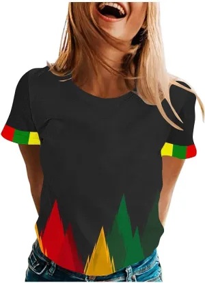 Black History Month Shirts for Women Summer Casual Short Sleeve Tunic Tops Plus Size Crew Neck Patriotic Blouses