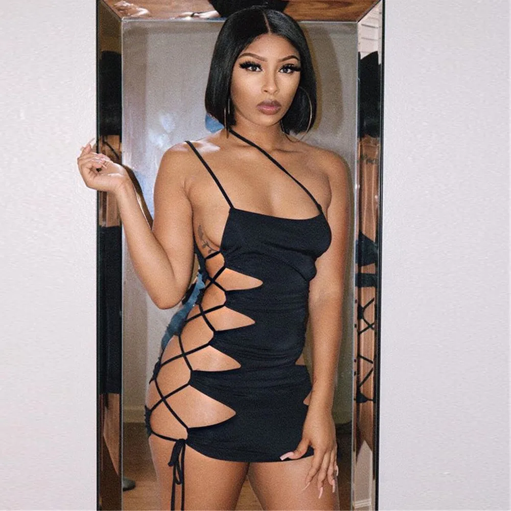 Black Hollow Out Nightclub Dress