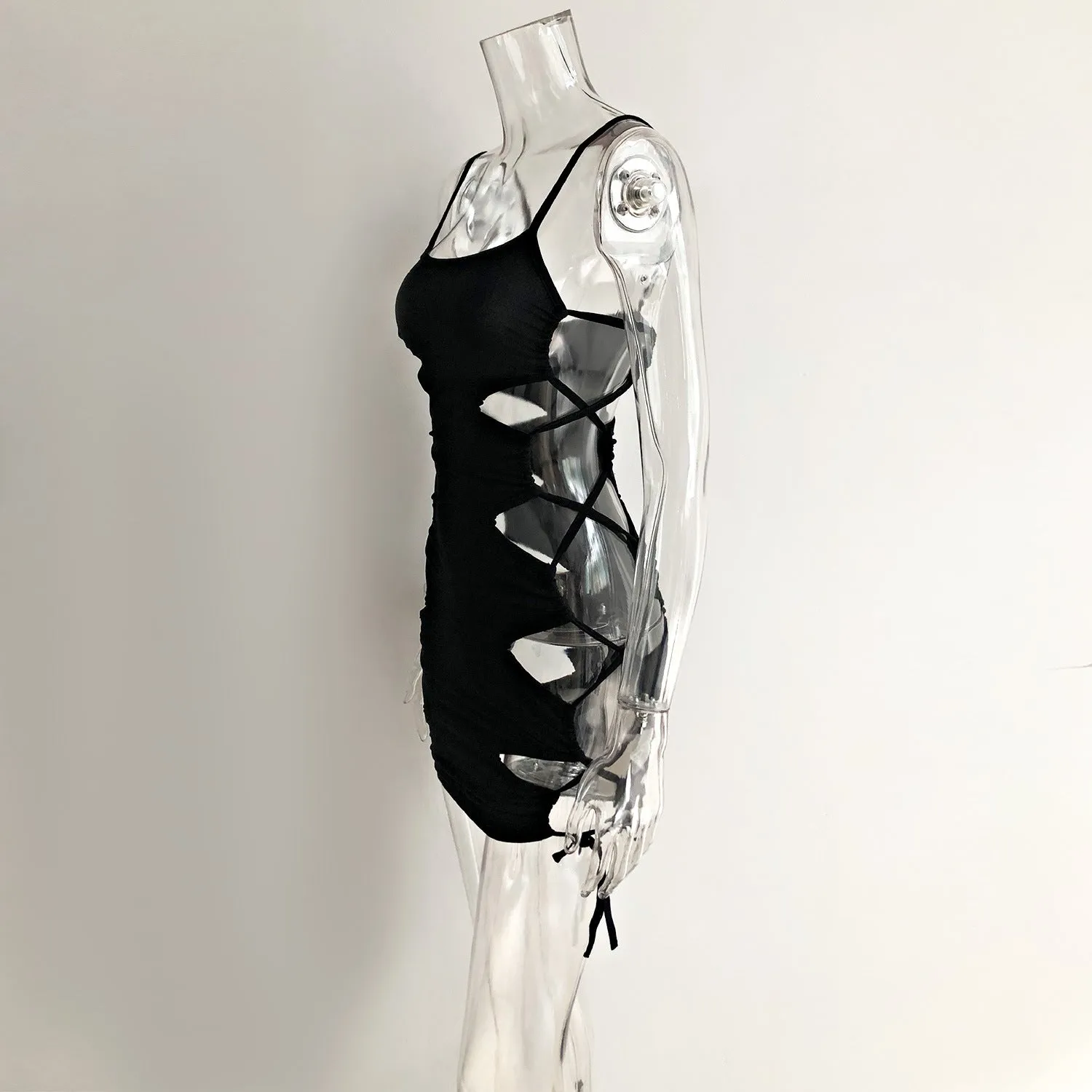 Black Hollow Out Nightclub Dress