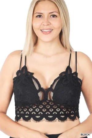 Black Lace Bralette- Adjustable Straps