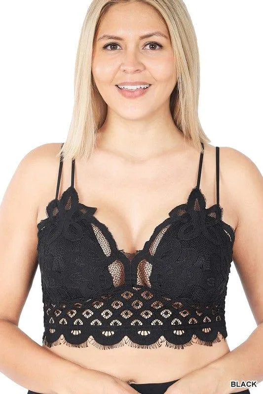 Black Lace Bralette- Adjustable Straps
