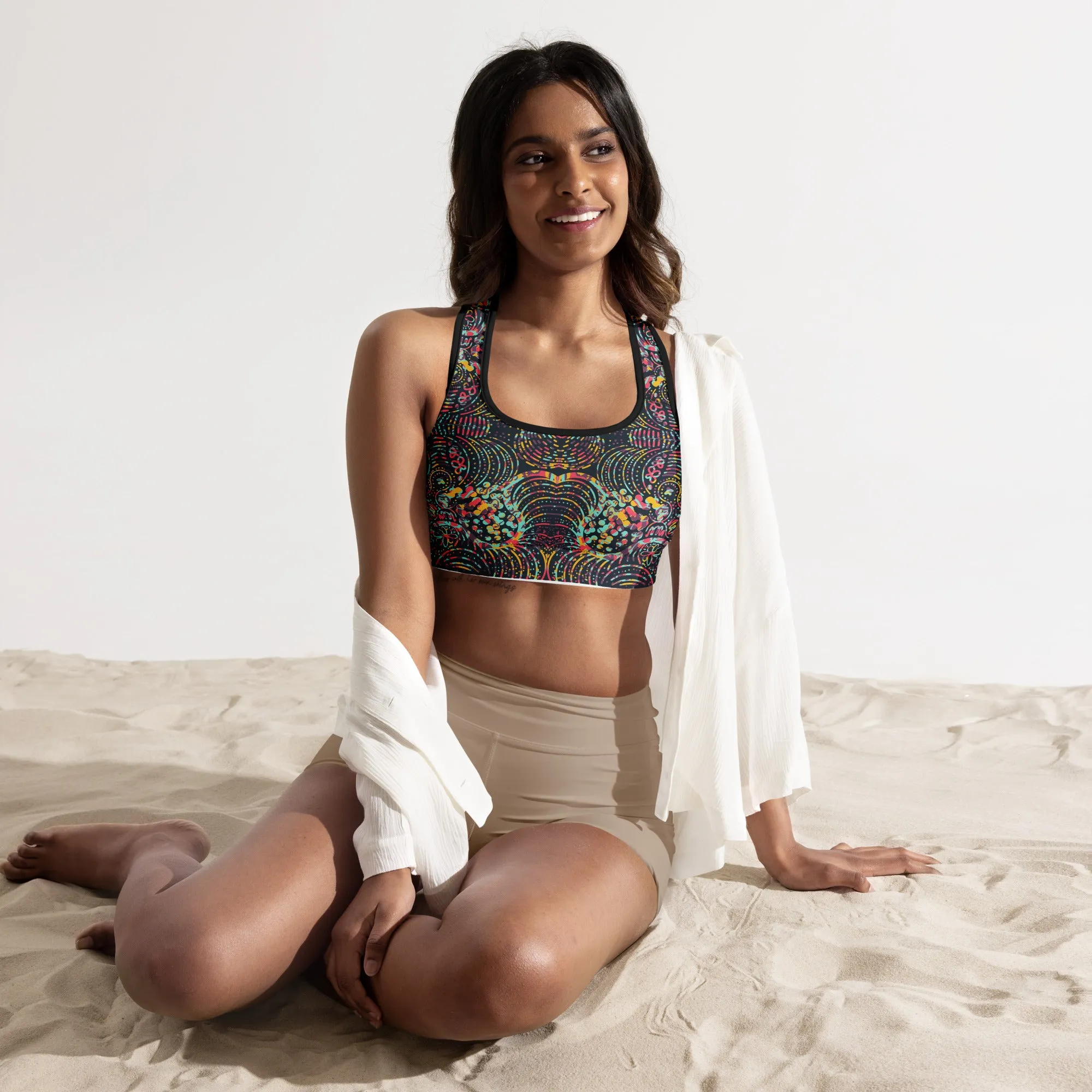 Black releif panting Padded Sports Bra - XS- 2XL