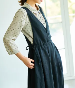 Black Strap Women Dresses  Sleevele Casual Summer Linen Women Dresses SJ97215