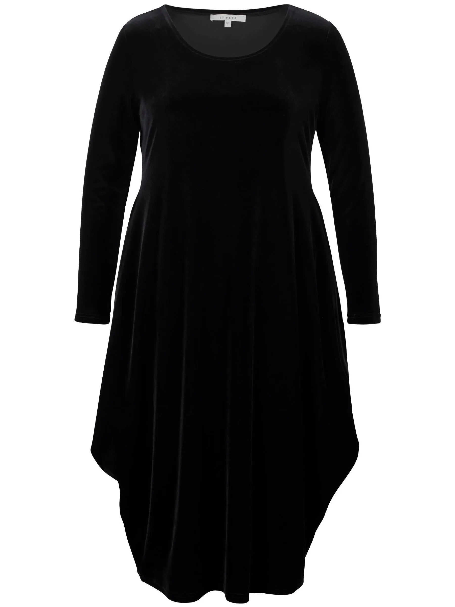 Black Velvet Stretch Drape Dress with Pockets
