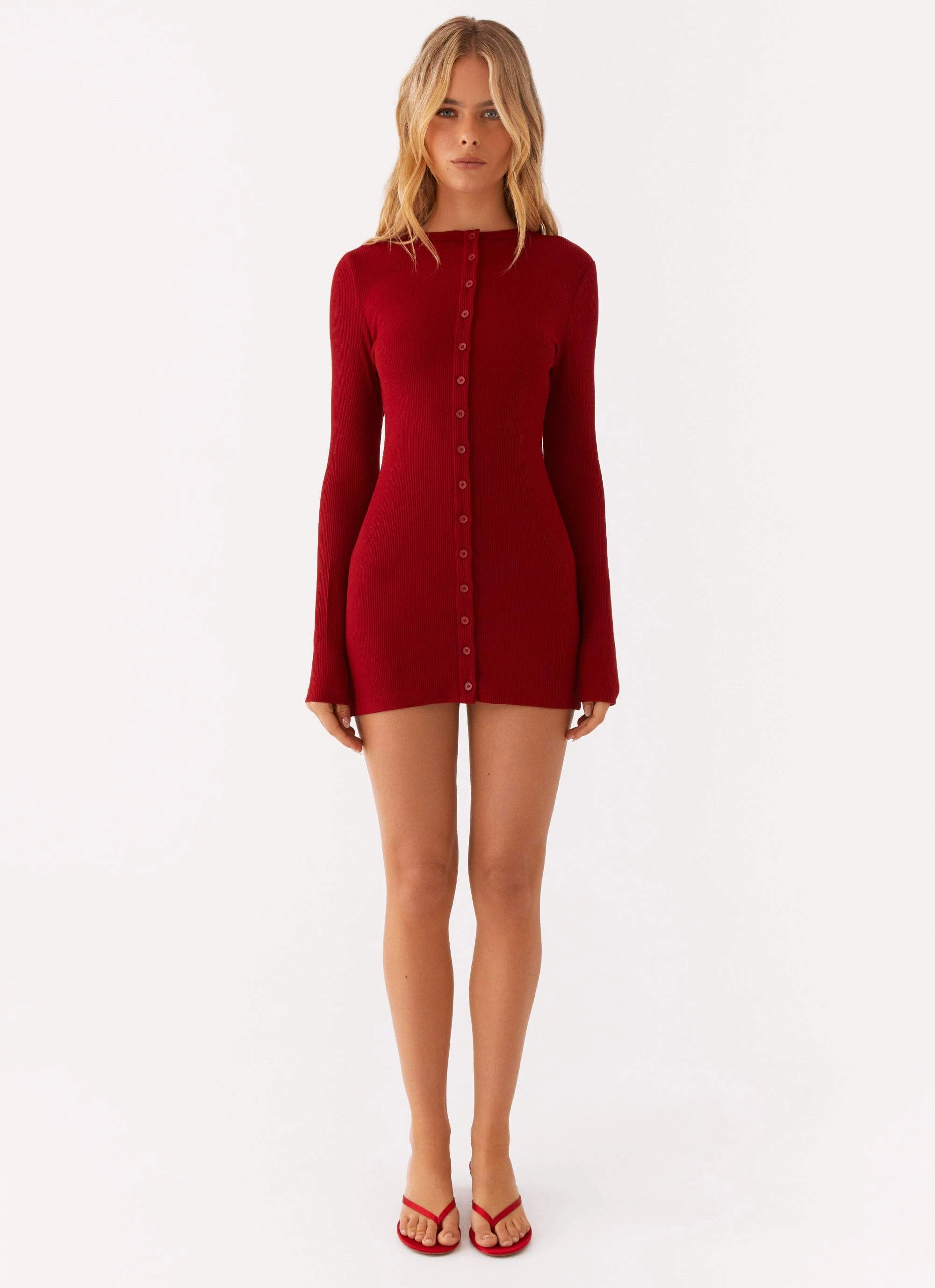 Blair Long Sleeve Mini Dress - Red Red Carpet